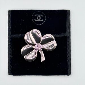 CHANEL Three Leaf Clover CC Pin Brooch